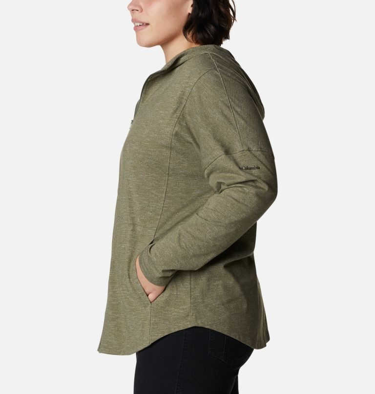 Women's Columbia Cades Cove Full Zip Hoodie Olive | Plus Size CA-L40LC